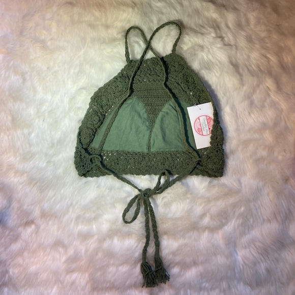 Crochet Bikini or Halter Top - Olive - Picture 4 of 6